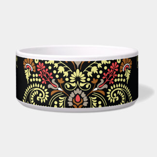 Tigela paisley indiano, fundo negro geométrico