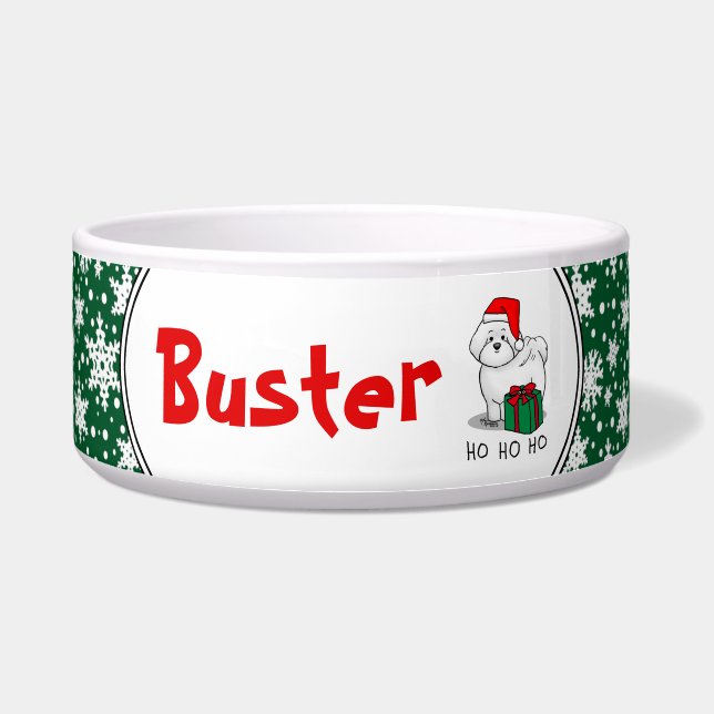 Tigela Papais noeis de Natal Bichon Frise Dog Cute (Frente)