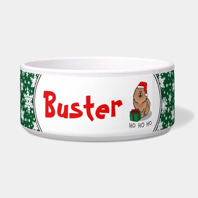 Tigela Papais noeis de Natal Cachorro de Vaca (canela) (Frente)