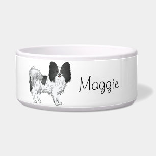 Tigela Papillon Preto e Branco Fofinho Com Texto Personal