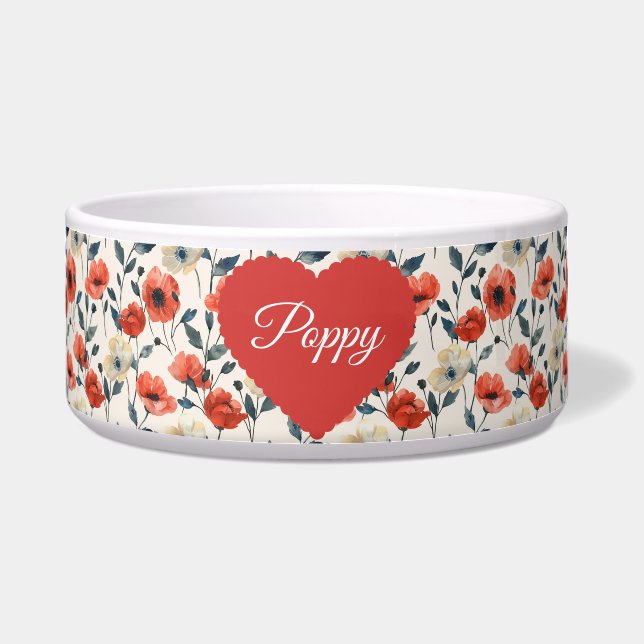 Tigela Papoila Vermelha Floral Pet Bowl (Frente)