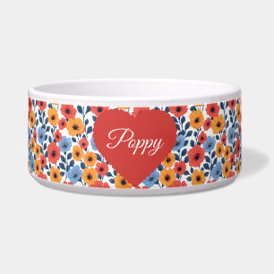 Tigela Papoila Vermelha Floral Pet Bowl