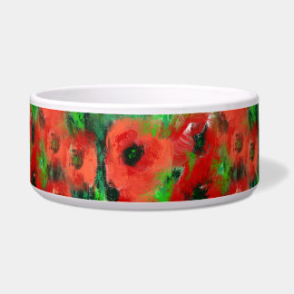 Tigela Papoulas Vermelhas Apaixonadas e Folhagem Verde Ab