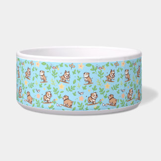 Tigela para cachorro Bulldog com design de floraçã
