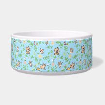 Tigela para cachorro Bulldog Francês Floral Pastel