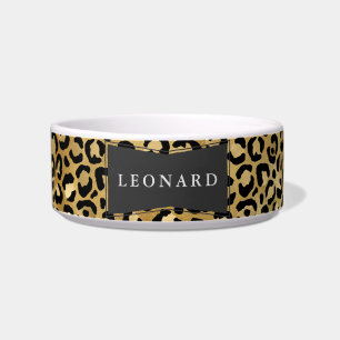 Tigela para cachorro com padrão de pele de leopard