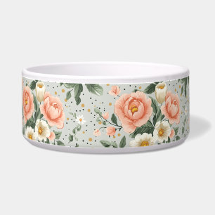 Tigela para cachorro com rosa Cottagecore vintage