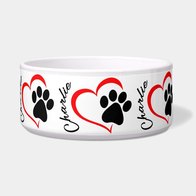 Tigela para Cachorro Coração de Pata (Frente)