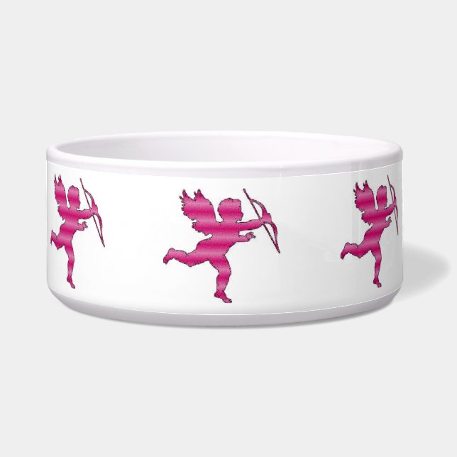 Tigela para Cachorro Cupido Brilho Rosa (Frente)