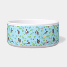 Tigela para cachorro Great Dane com design floral 
