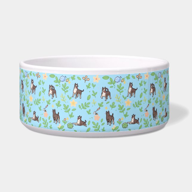 Tigela para cachorro Great Dane com design floral  (Frente)