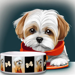 Tigela para Cachorro Urso Fofo com Texto Revisável