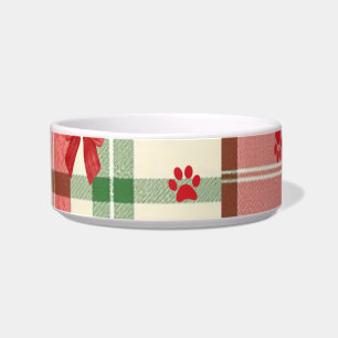 Tigela para Cão de Natal Rústico – Vermelho, Verde
