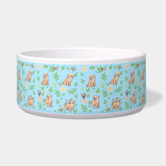 Tigela para Cão Retriever Dourado Floral Pastel Pr