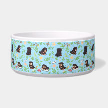 Tigela para Cão Rottweiler Desenho Floral Pastel P