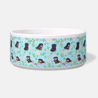 Tigela para Cão Rottweiler Desenho Floral Pastel P