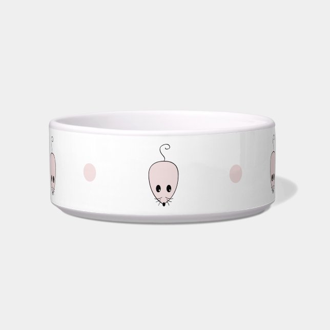 Tigela para Gato de Rato Rosa Fofa Design Minimali (Frente)