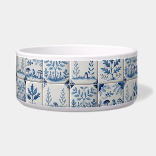 Tigela para gato ou cachorro em azulejo florestal