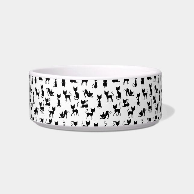 Tigela para Gato Silhuetas Pretas (Frente)