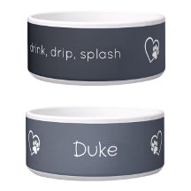 Tigela para Nome de Cachorro 'drink drip splash' C