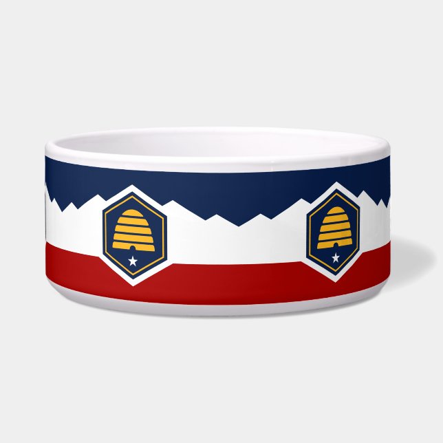 Tigela para Pet com a Bandeira de Utah (Frente)