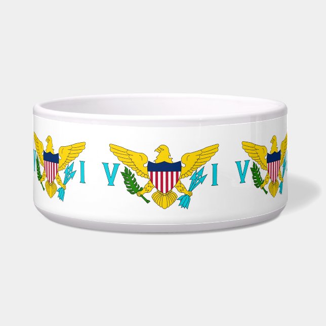 Tigela para Pet com Bandeira das Ilhas Virgens (Frente)