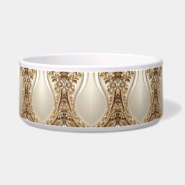 Tigela para Pet com Floral Ornamentado em Ouro Ele