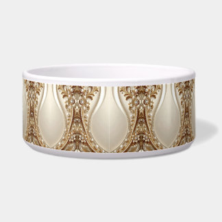 Tigela para Pet com Floral Ornamentado em Ouro Ele
