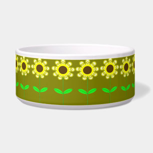 Tigela para Pet com Margaridas em Ouro