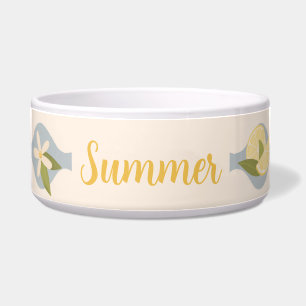 Tigela para Pet com Nome Limões de Verão & Flores