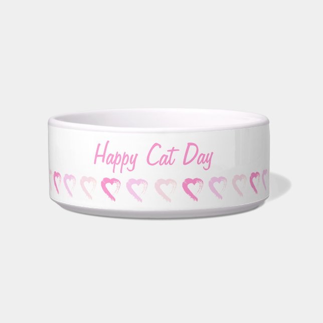 Tigela para Pet Corações Rosa  (Frente)