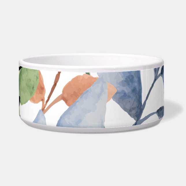 Tigela para Pet de Folhas de Aquarela (Frente)
