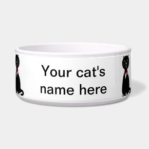 Tigela para pet gato preto e branco fofinho