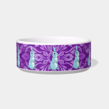 Tigela para Pet Majestoso Coelho Azul Mandala Roxo