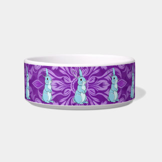 Tigela para Pet Majestoso Coelho Azul Mandala Roxo