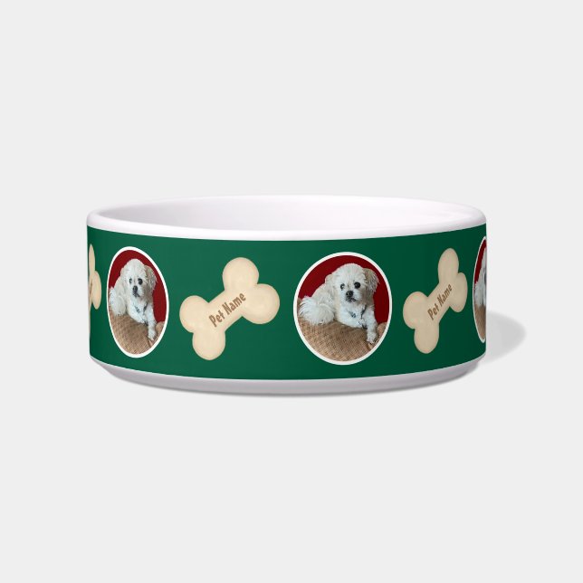 Tigela para Pet Malshi com Osso Verde (Frente)