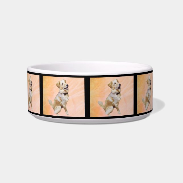 Tigela Para Pet Médio Retriever Dourado Com Gravat (Frente)