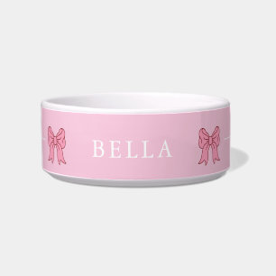 Tigela para Pet Moderno com Laço Rosa Coquette Nom