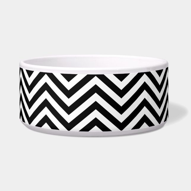 Tigela para Pet ZigZag Preto e Branco 1 (Esquerda)