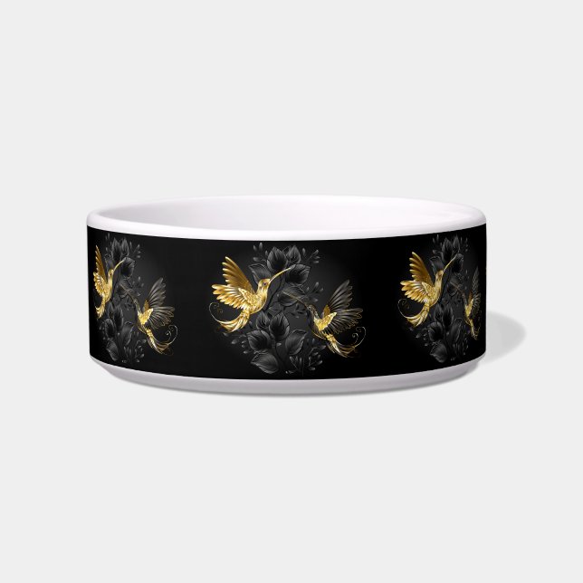 Tigela Pássaro Humino Negro e Dourado (Frente)