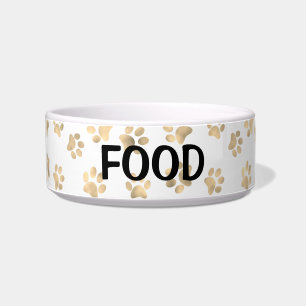 Tigela Pata Elegante Imprimir Gato Ou Cão Branco E Comida
