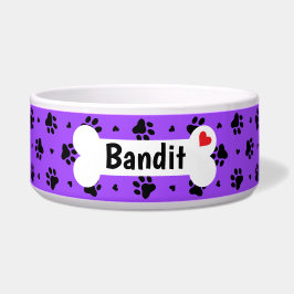 Tigela Pata Negra Impressão de Cachorros e Corações