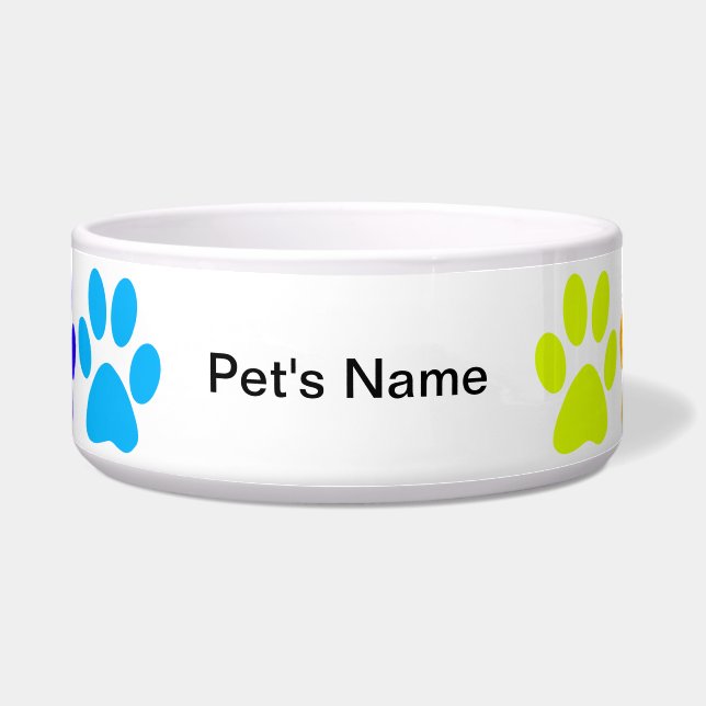 Tigela Patas personalizadas do arco-íris (Frente)