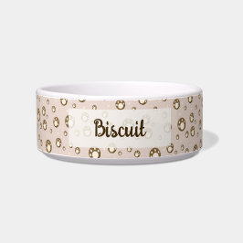 Tigela Paw Print Cookies Light Pink Pattern Monogram