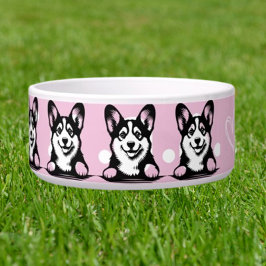Tigela Peeking Corgi Personalizar tema rosa