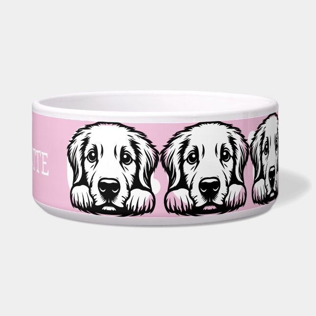 Tigela Peeking Labrador Personalizar tema Rosa (Direita)