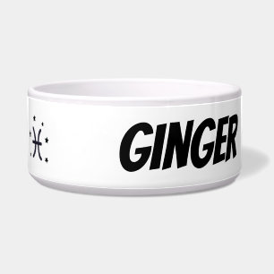 Tigela Peixes Personalizados Símbolo Zodíaco Pet Bowl Cer