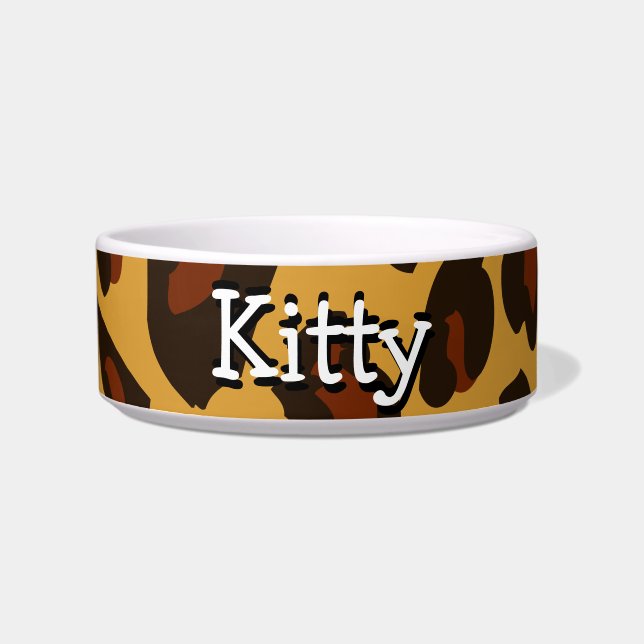 Tigela Pele do Leopard Skin Personalized Kitty Bowl (Frente)