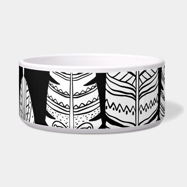 Tigela Penas boho: padrão preto e branco (Frente)