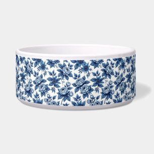 Tigela Pêonias Vintage de Padrão Floral Azul Elegante